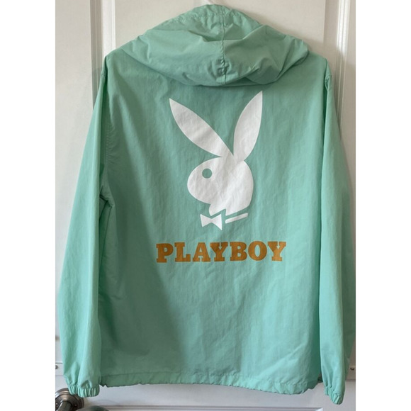 Playboy by PacSun Men’s Windbreaker Gold Text 1/4 Zip Anorak Jacket Size Small - Picture 1 of 12